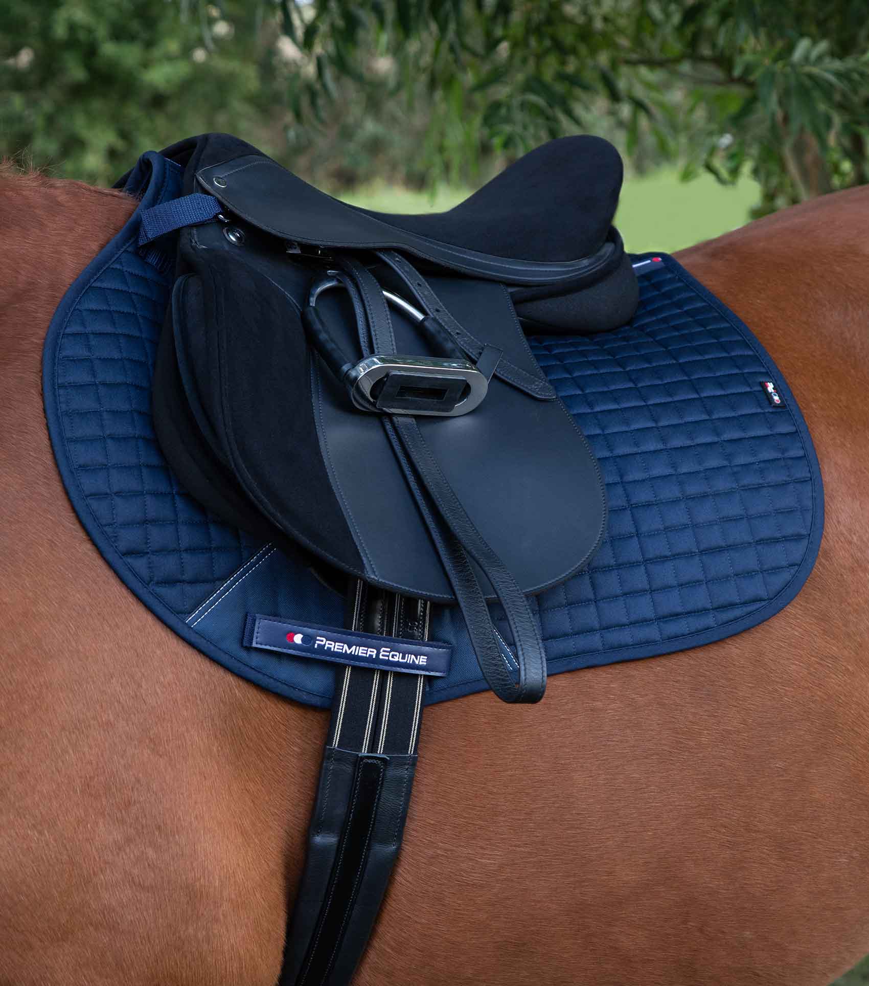 Saddle Pad For Horses In Plain Cotton Premier Equine Close Contact X Country Black Full