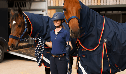 Equestrian waterproof turnout rugs for horses in winter and spring. 