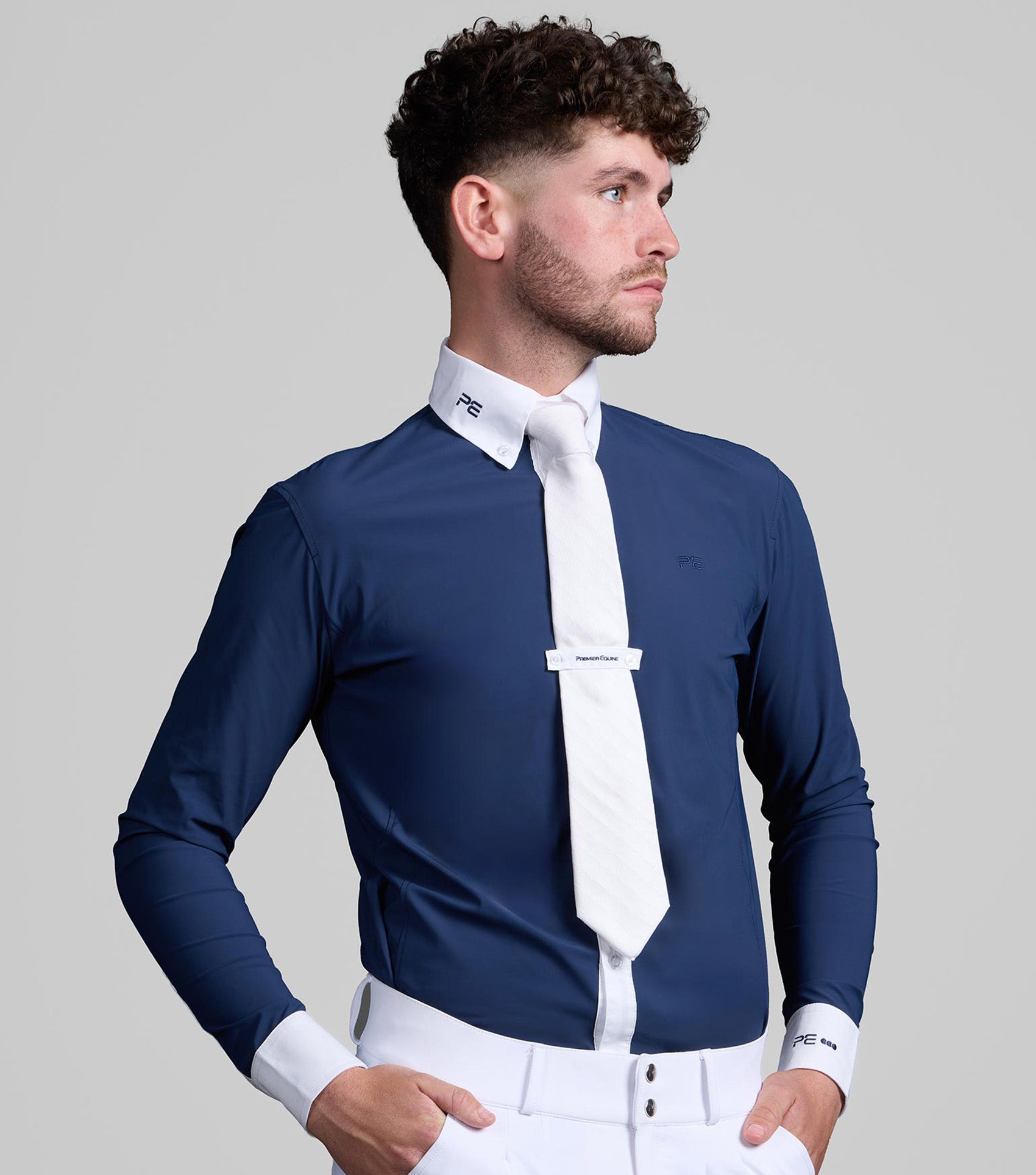 Andate Men's Long Sleeve Show Shirt Navy