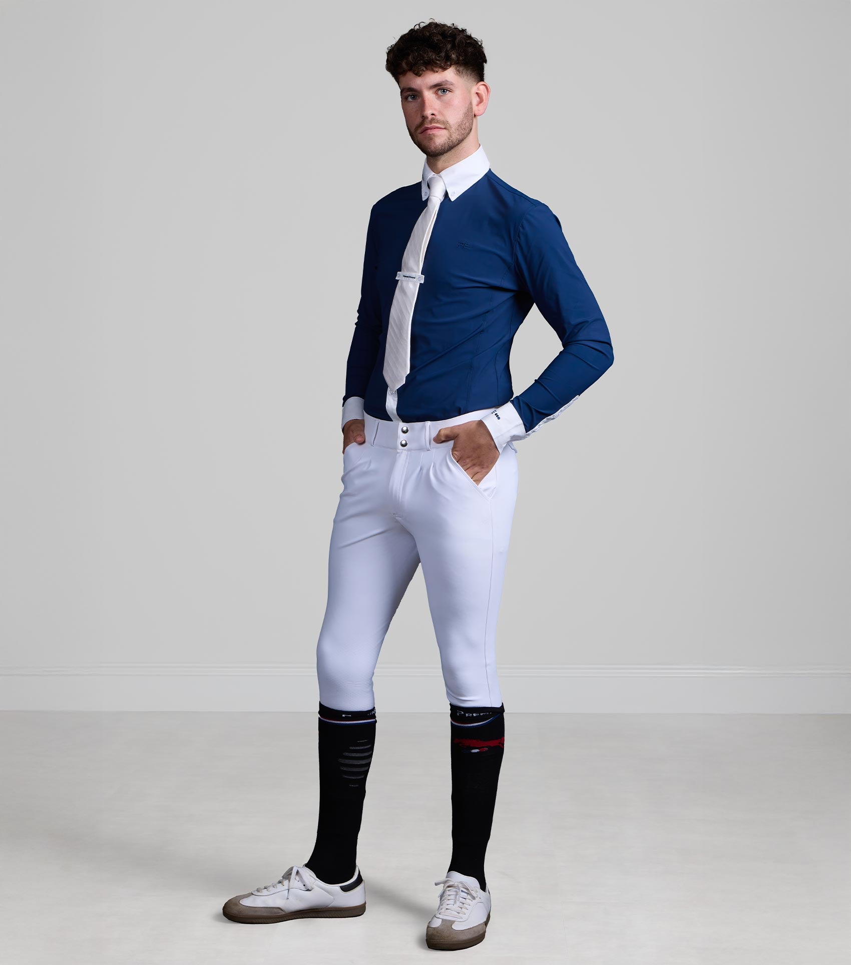 Andate Men's Long Sleeve Show Shirt Navy