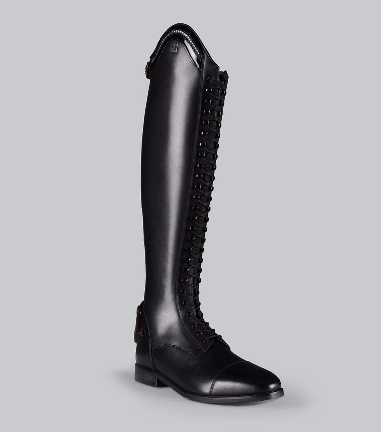 Premier Equine Astra Women's Leather Lace Front Tall Riding Boots in black