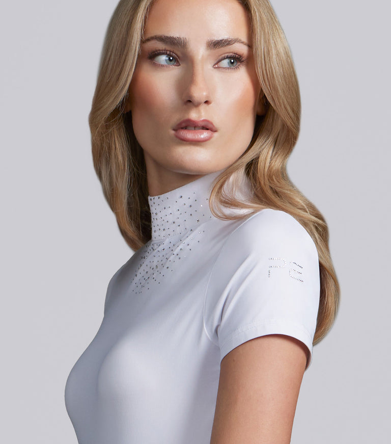 Cristalli-womens-short-sleeve-comp-shirt-white-Colour:Black