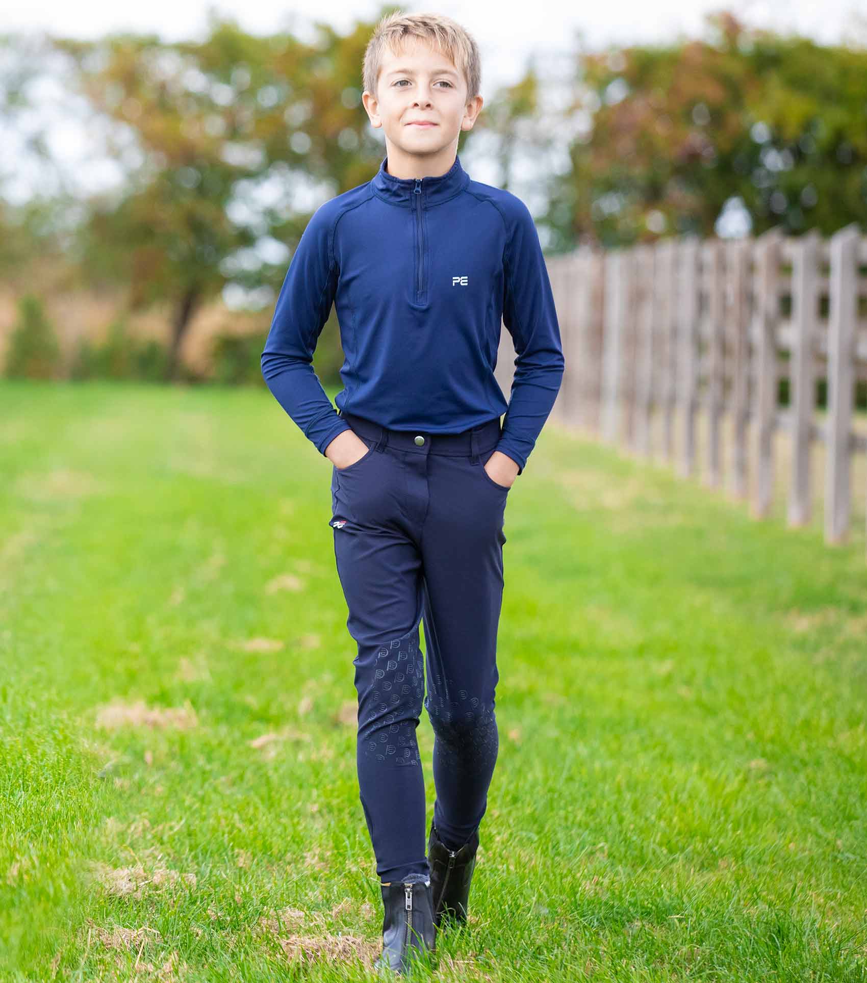 Derby Boys Riding Breeches Navy Premier Equine Int. Ltd.