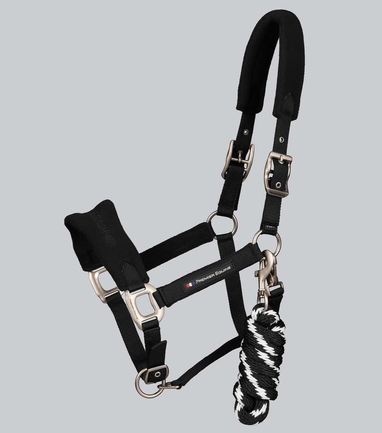 Fleece Padded Head Collar with Lead Rope Black