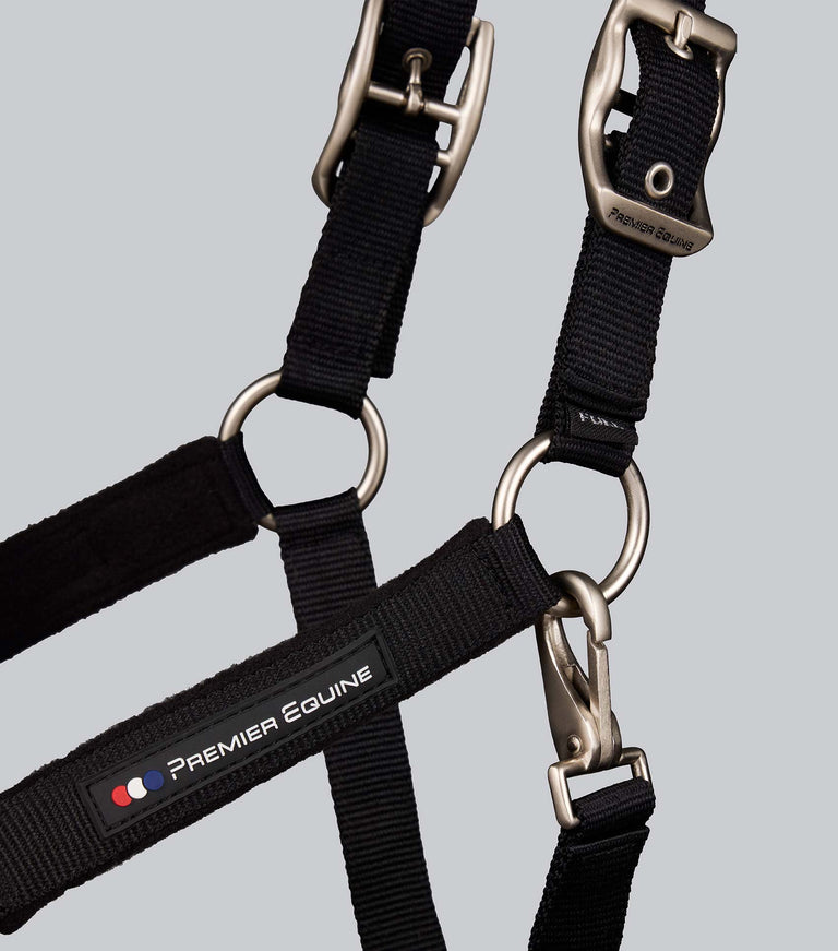 Fleece Padded Head Collar with Lead Rope Black