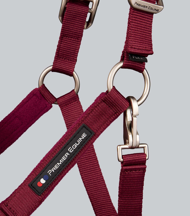 Fleece Padded Head Collar with Lead Rope Burgundy