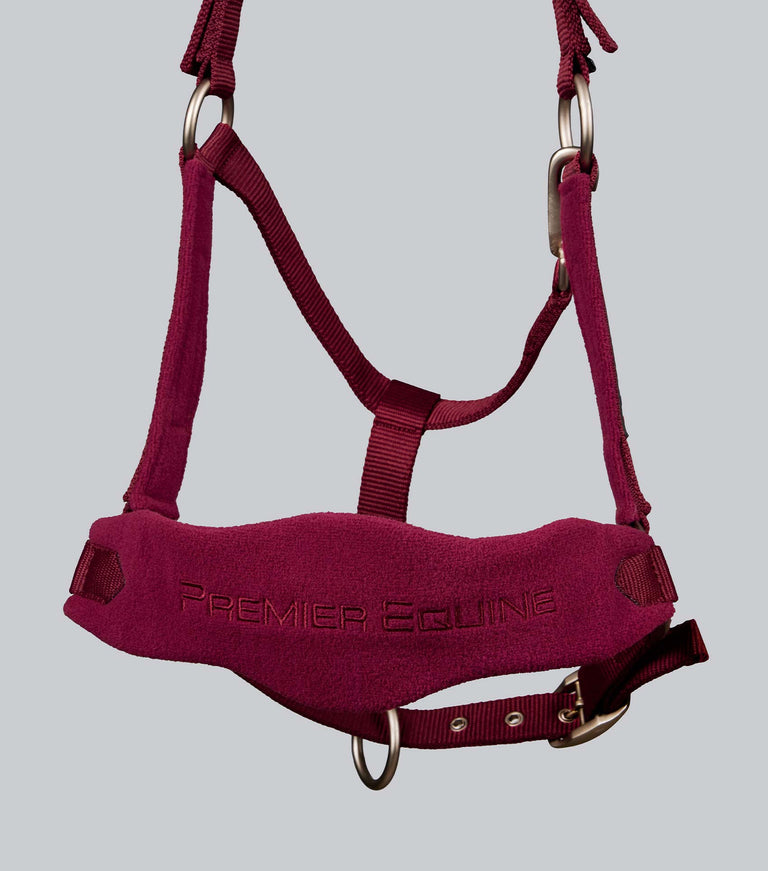 Fleece Padded Head Collar with Lead Rope Burgundy