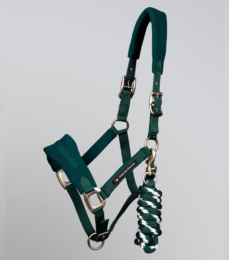 Fleece Padded Head Collar with Lead Rope Green