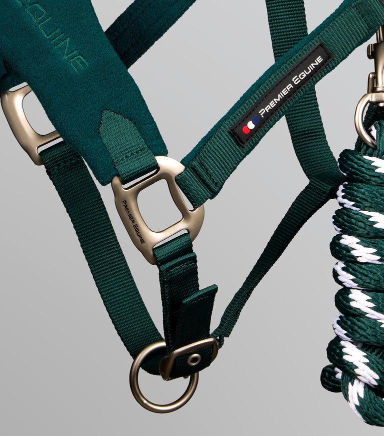 Fleece Padded Head Collar with Lead Rope Green