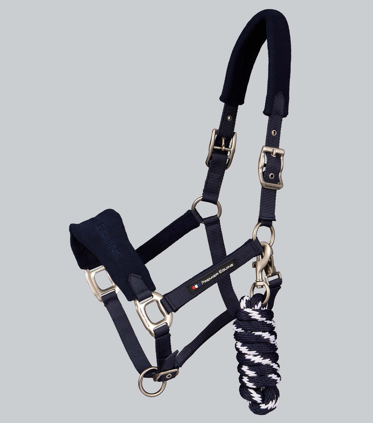 Fleece Padded Head Collar with Lead Rope Navy