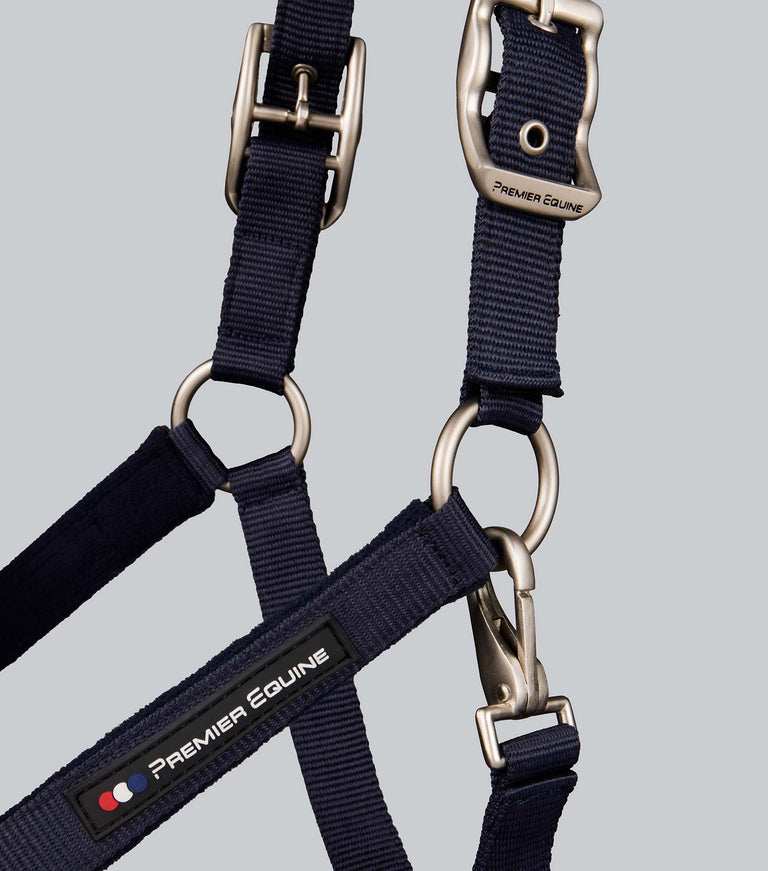 Fleece Padded Head Collar with Lead Rope Navy