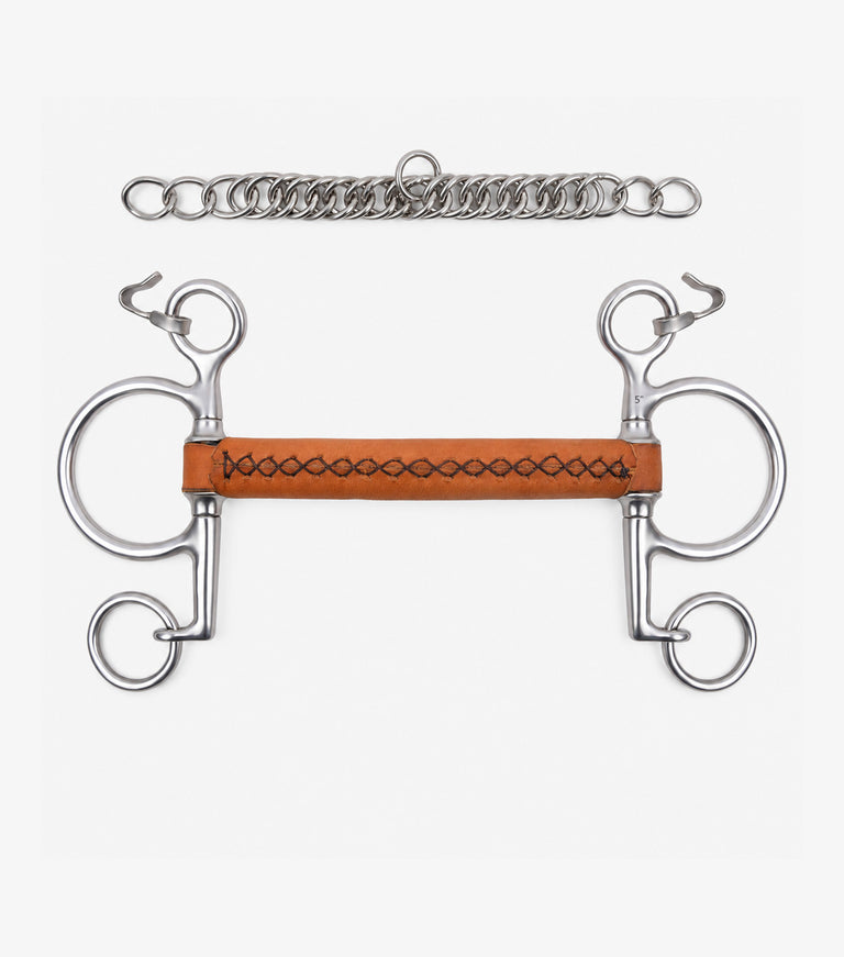 full leather pelham short curb withg straight bar