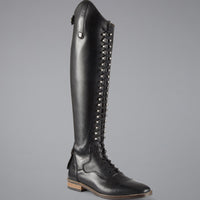 Maurizia Ladies Lace Front Tall Leather Riding Boot Navy