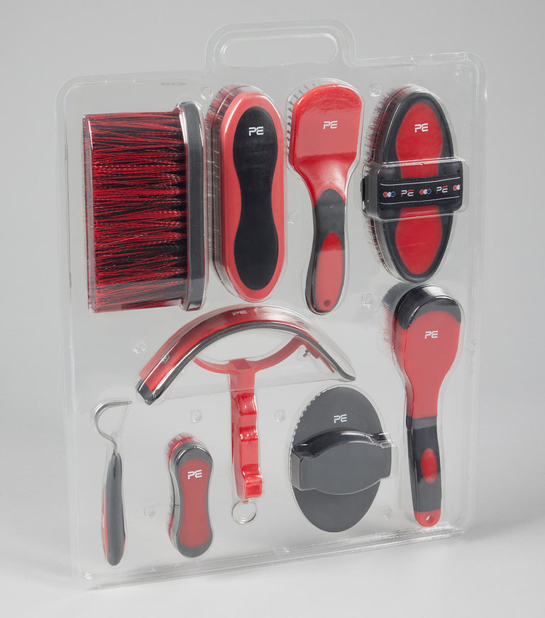 Soft Touch Grooming Kit Set Red Black Premier Equine Int. Ltd