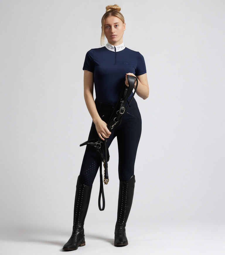 Lady Rider Top SALE - Andria Womens Short Sleeve Riding Top Navy