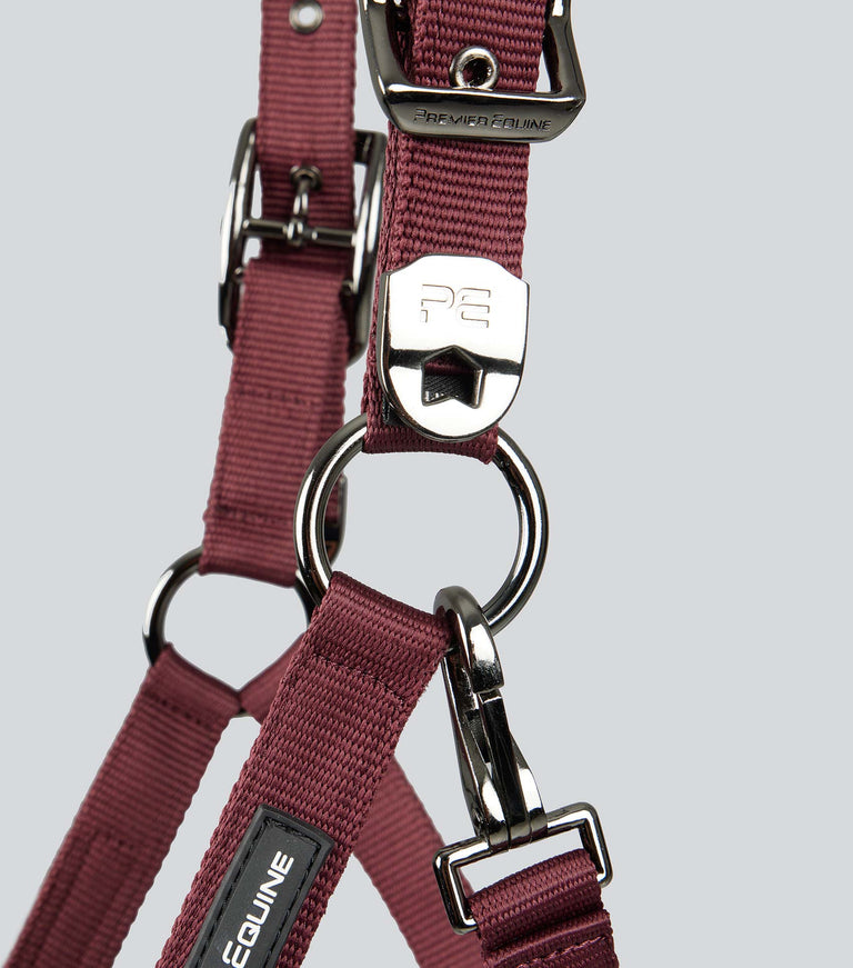 Corda Horse Head Collar with Lead Rope Burgundy