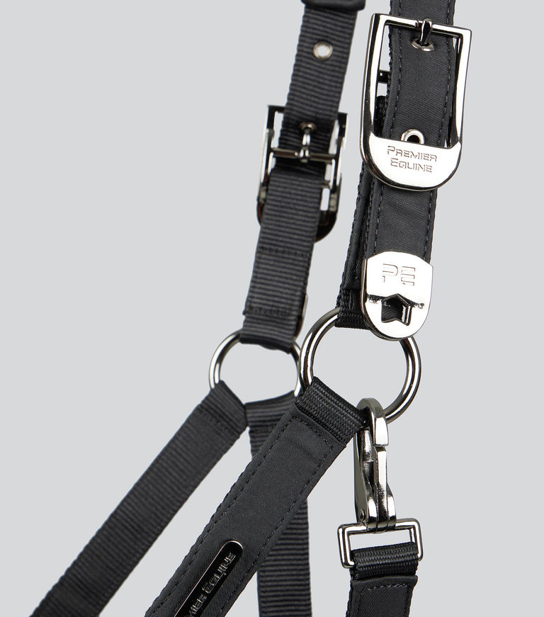 Duco Padded Head Collar With Lead Rope Black