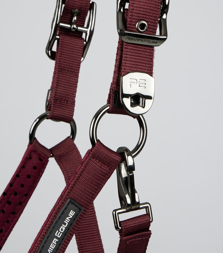 Necto 3D Mesh Horse Head Collar with Lead Rope Burgundy