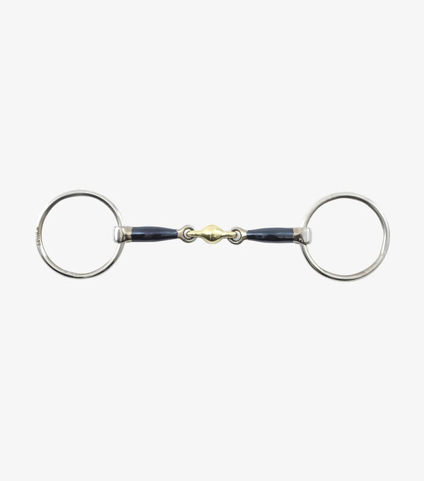 Blue Sweet Iron Loose Ring Snaffle with Brass Alloy Lozenge